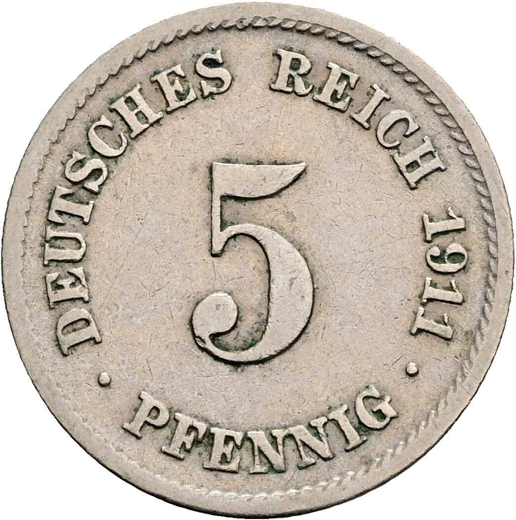 5 Pfennig 1911 F – Vorderseite