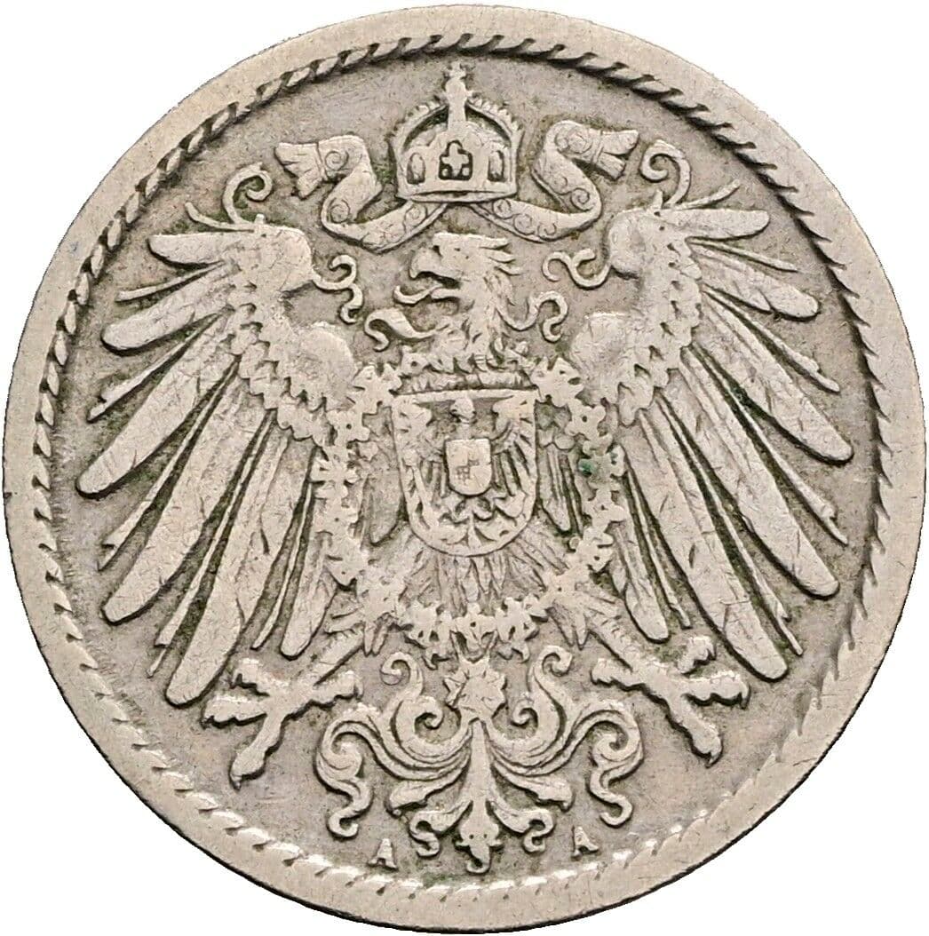 5 Pfennig 1908 A – Rückseite