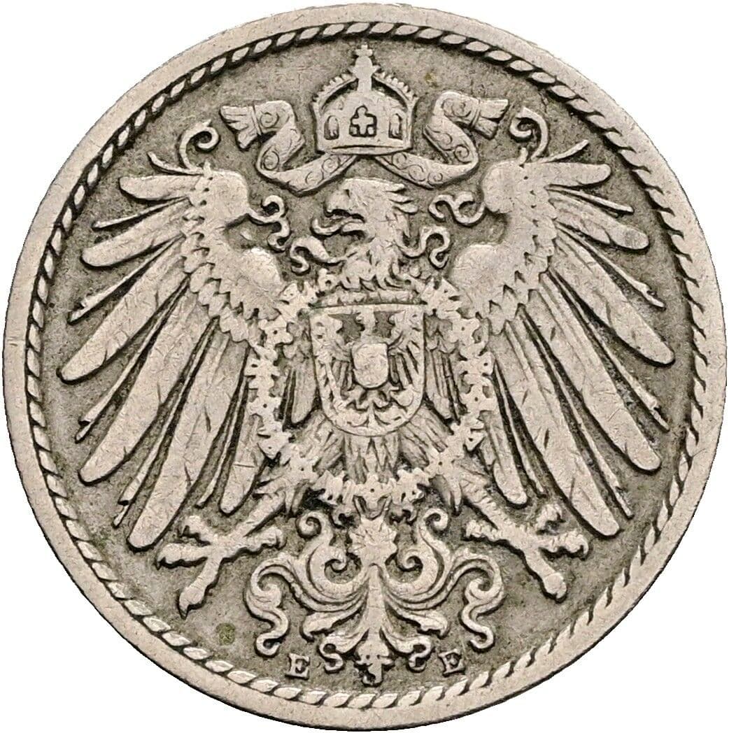 5 Pfennig 1900 E – Rückseite