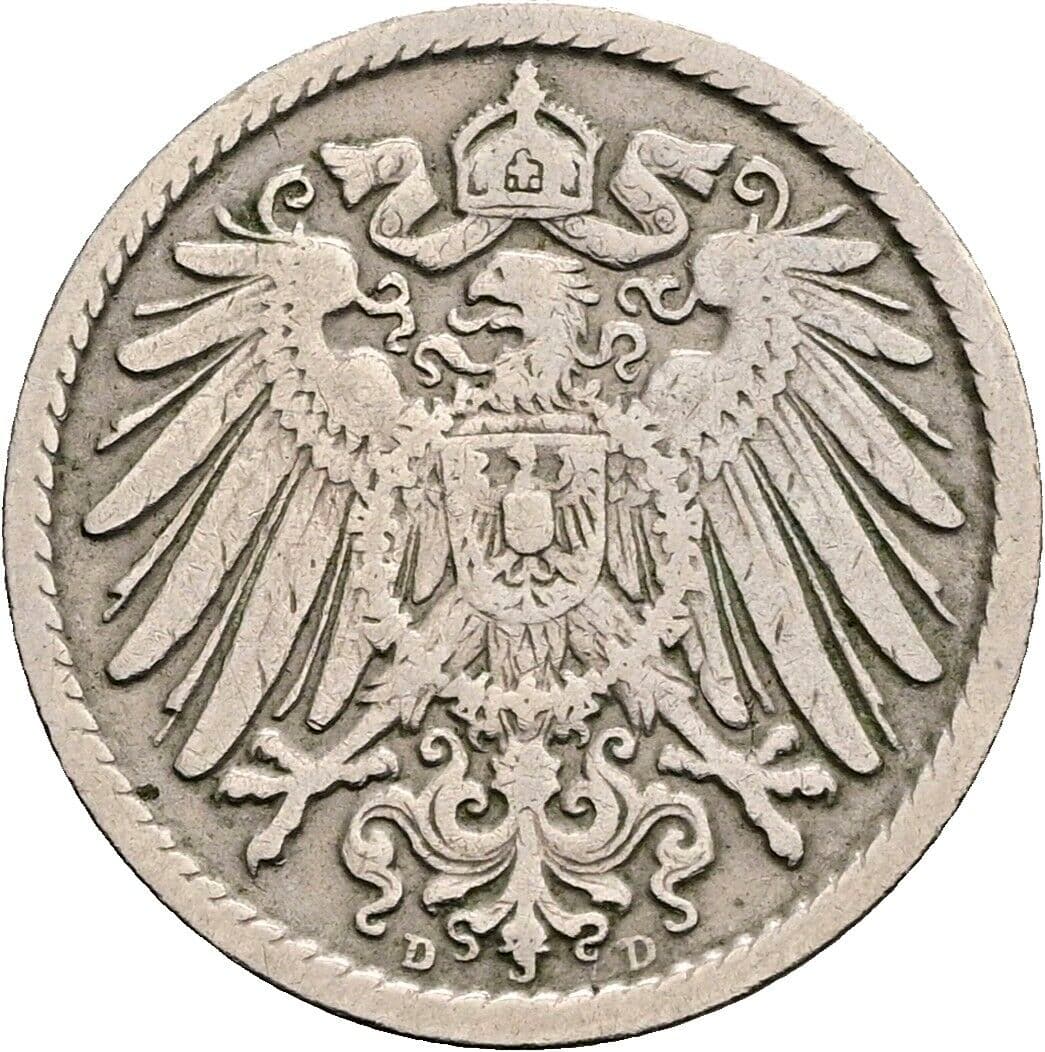 5 Pfennig 1905 D – Rückseite