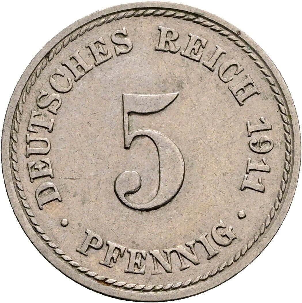 5 Pfennig 1911 A – Vorderseite