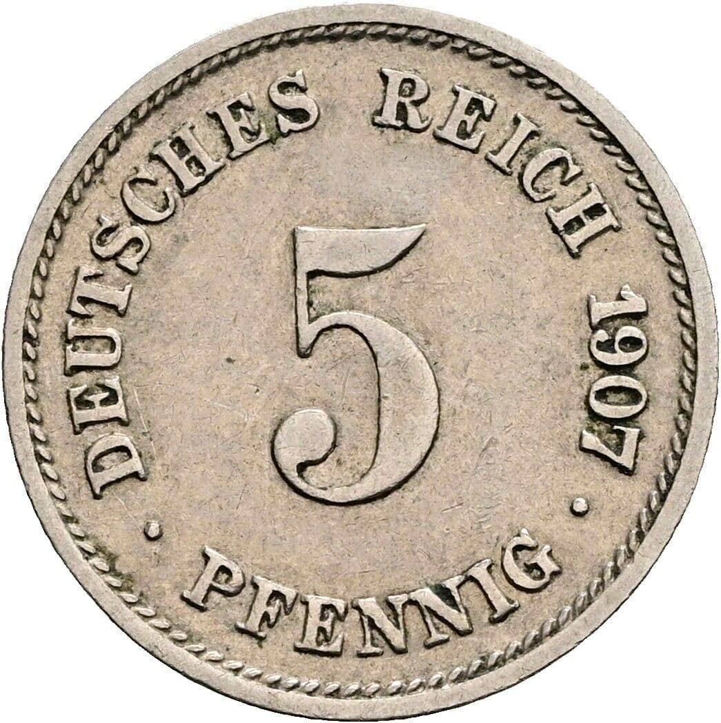 5 Pfennig 1907 G – Vorderseite