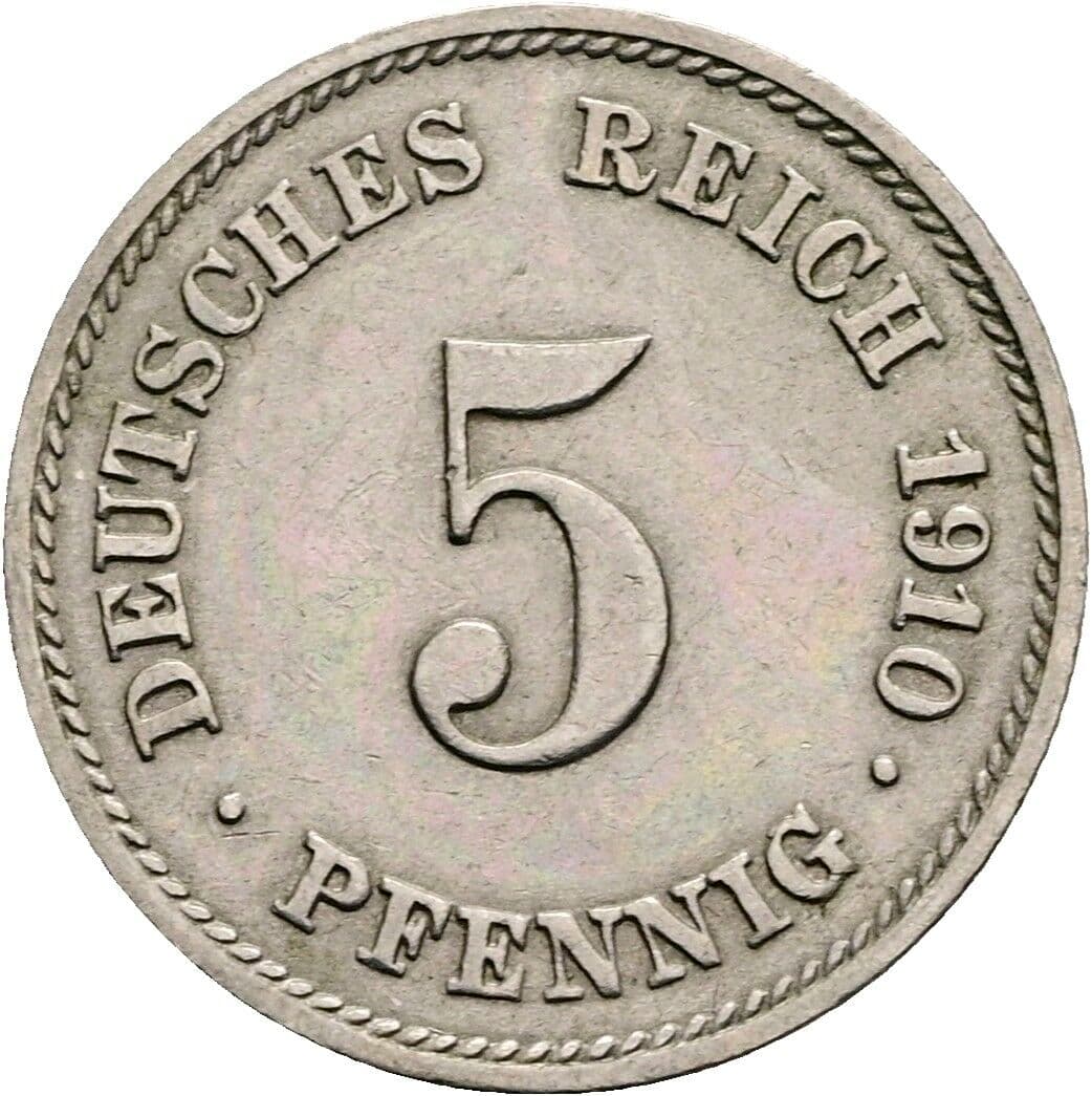 5 Pfennig 1910 G – Vorderseite