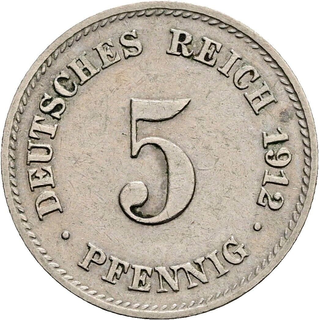 5 Pfennig 1912 J – Vorderseite
