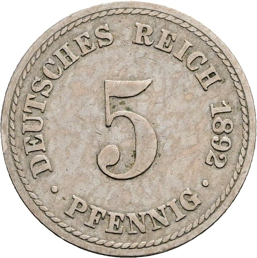 5 Pfennig 1892 A – Vorderseite