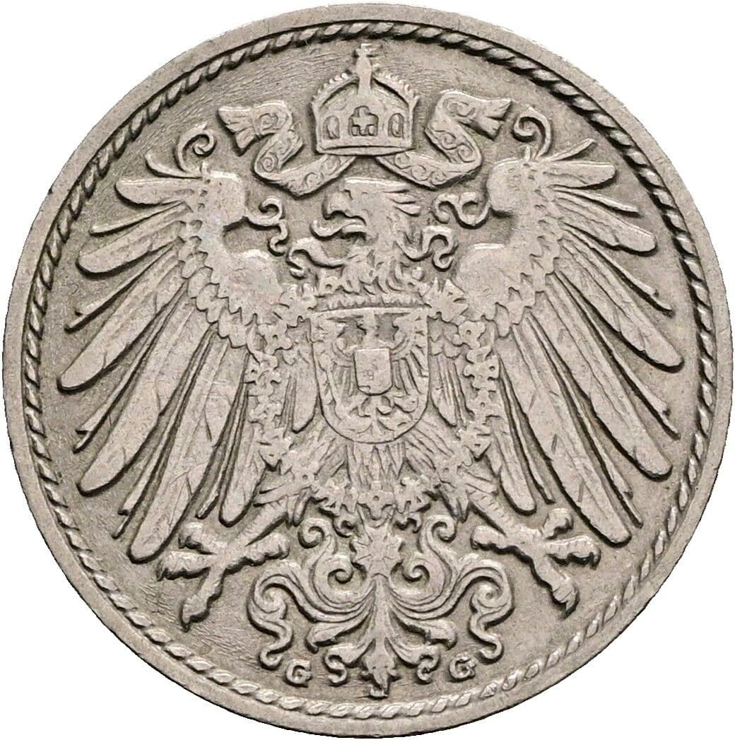 5 Pfennig 1910 G – Rückseite