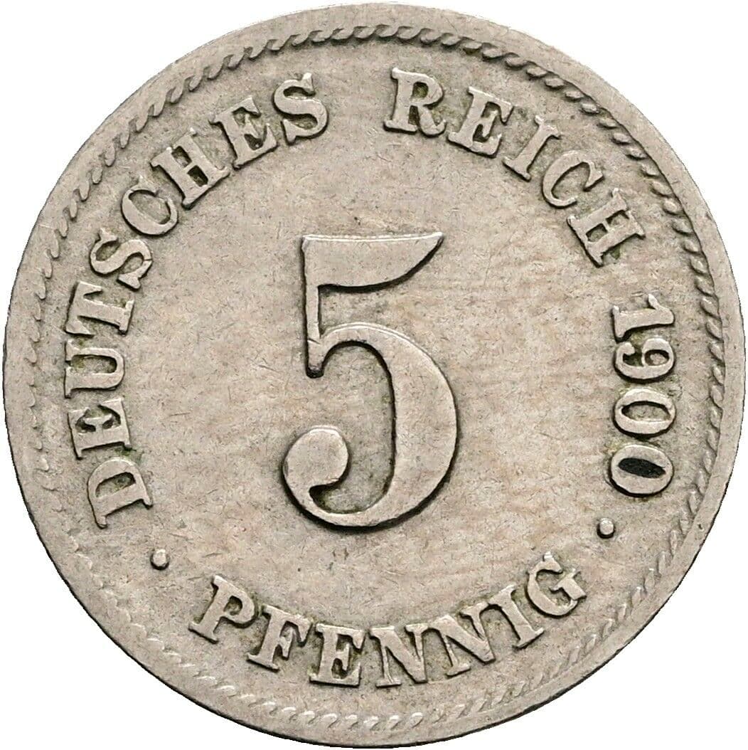 5 Pfennig 1900 G – Vorderseite