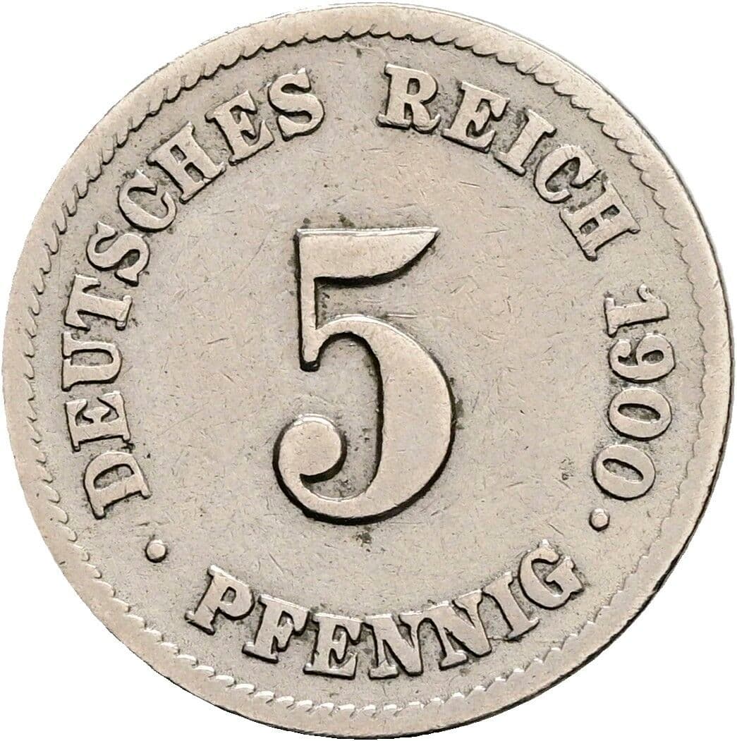 5 Pfennig 1900 J – Vorderseite