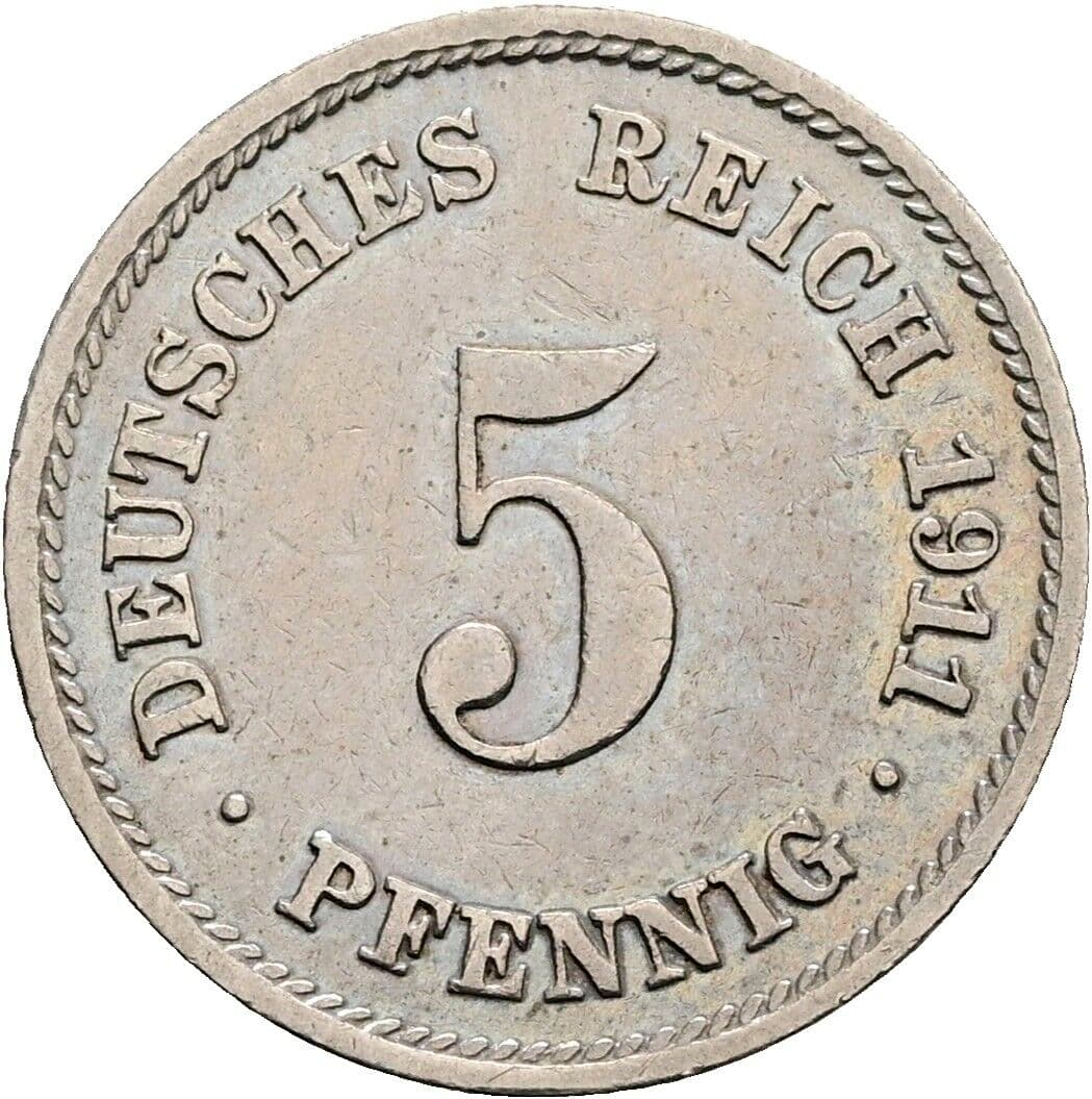 5 Pfennig 1911 F – Vorderseite