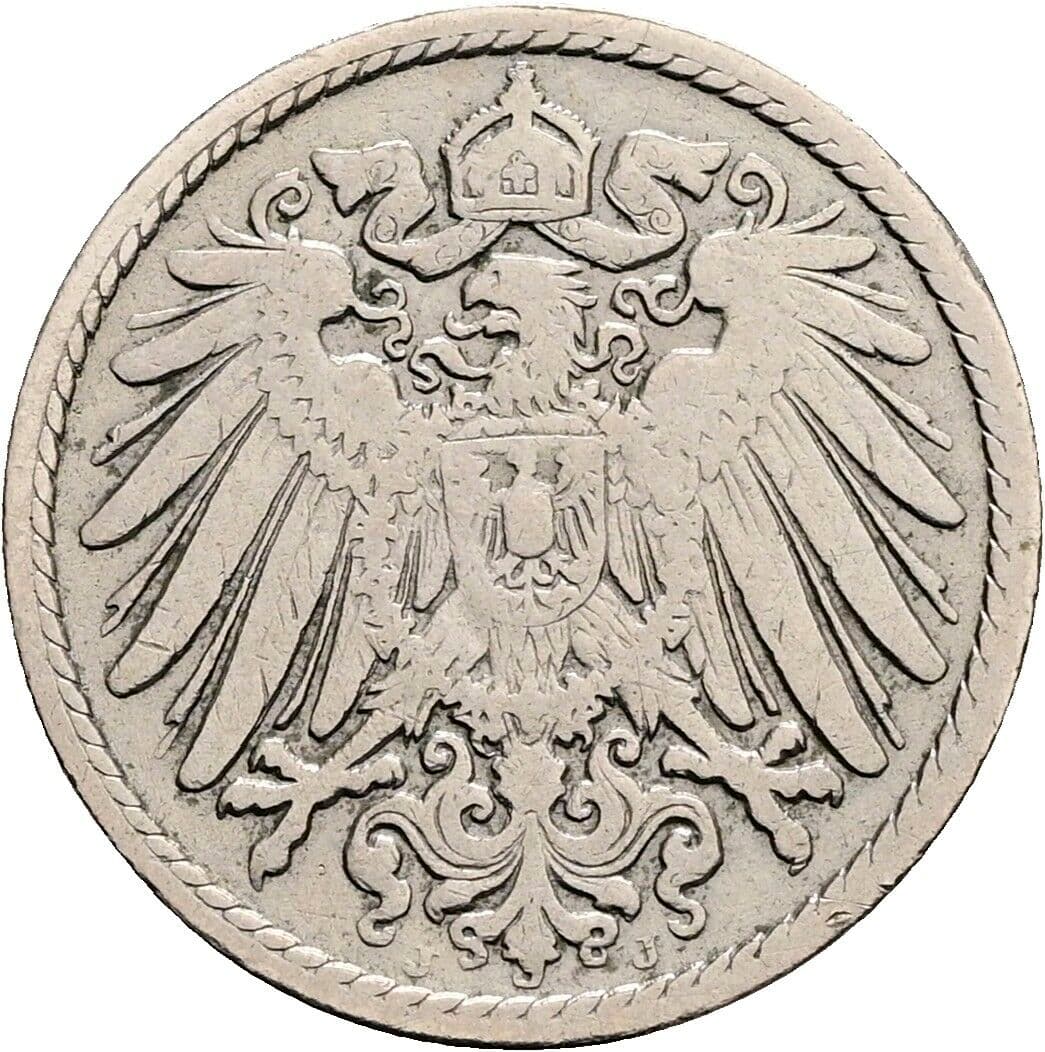 5 Pfennig 1900 J – Rückseite