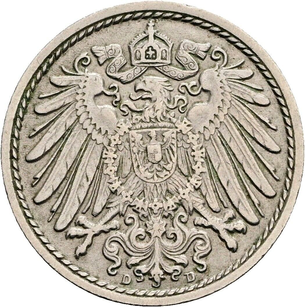 5 Pfennig 1913 D – Rückseite