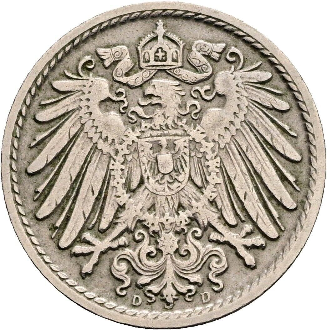 5 Pfennig 1910 D – Rückseite
