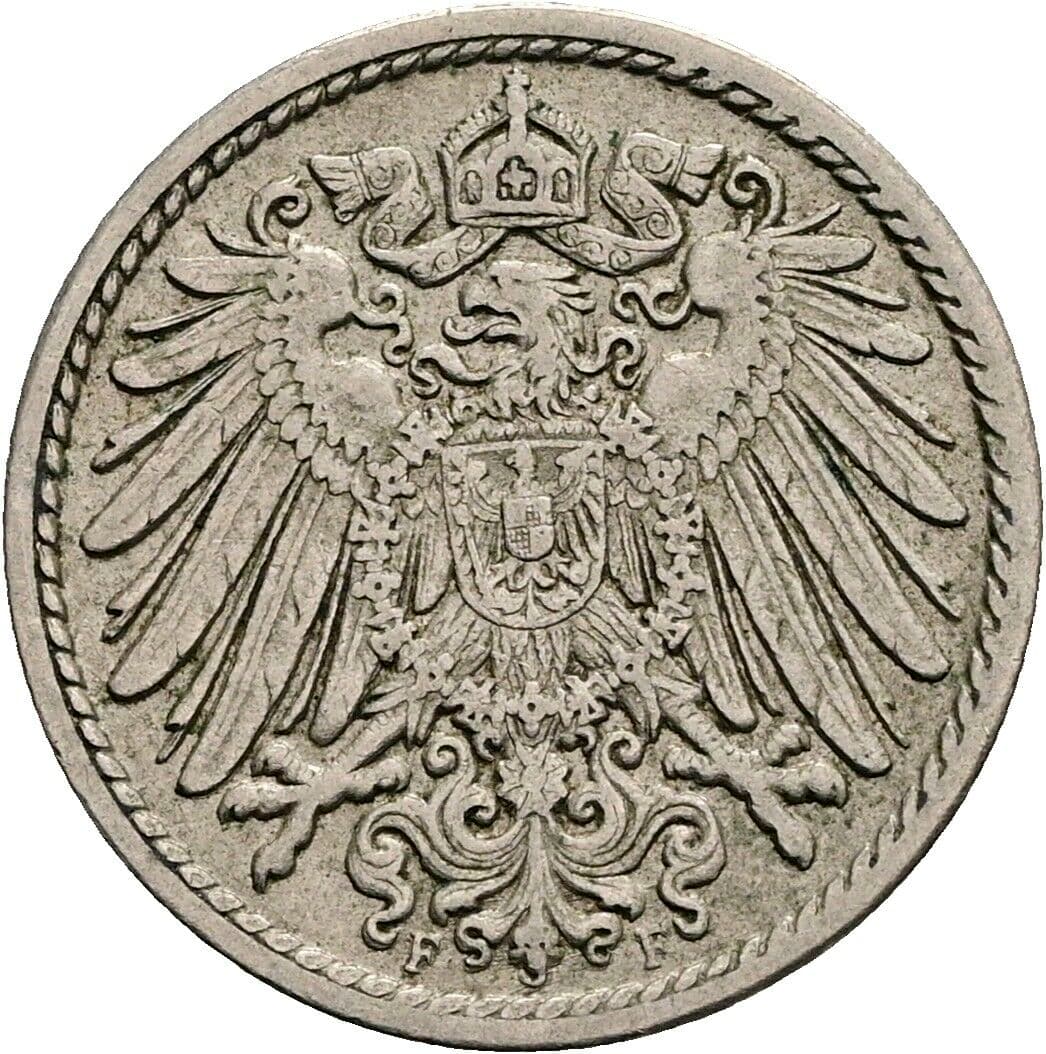 5 Pfennig 1909 F – Rückseite