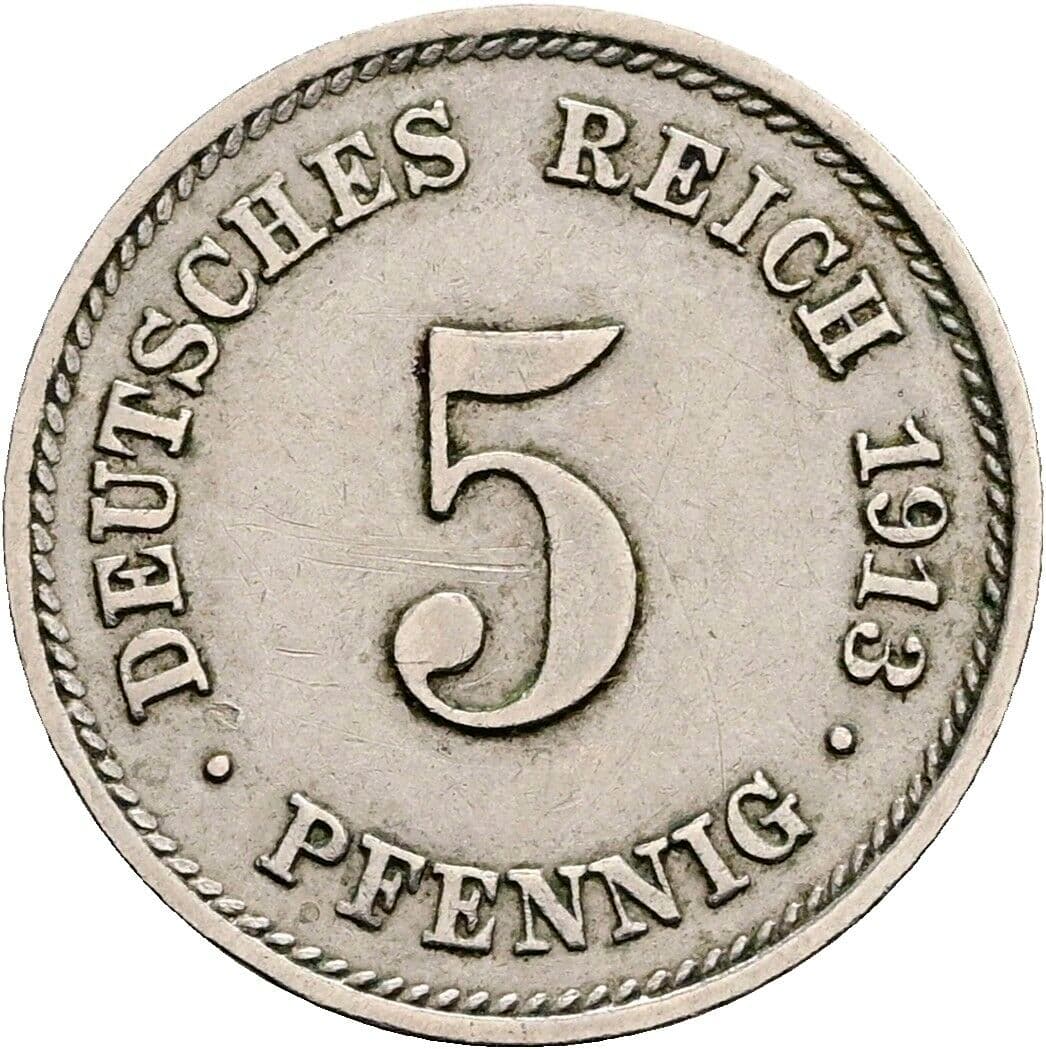 5 Pfennig 1913 E – Vorderseite