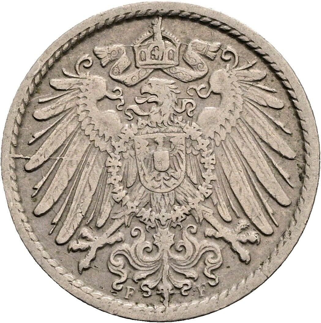 5 Pfennig 1905 F – Rückseite