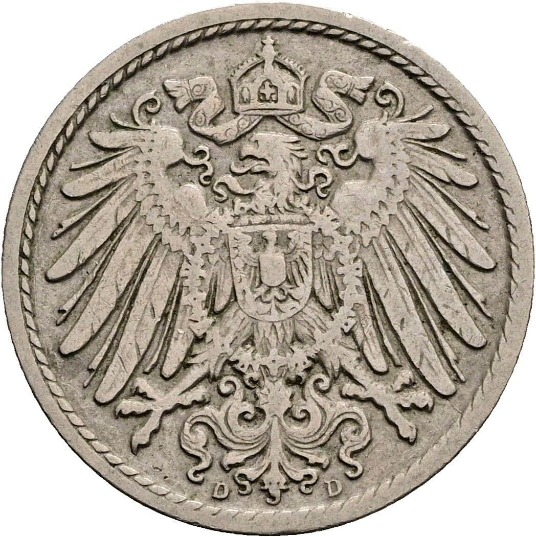 5 Pfennig 1910 D – Rückseite