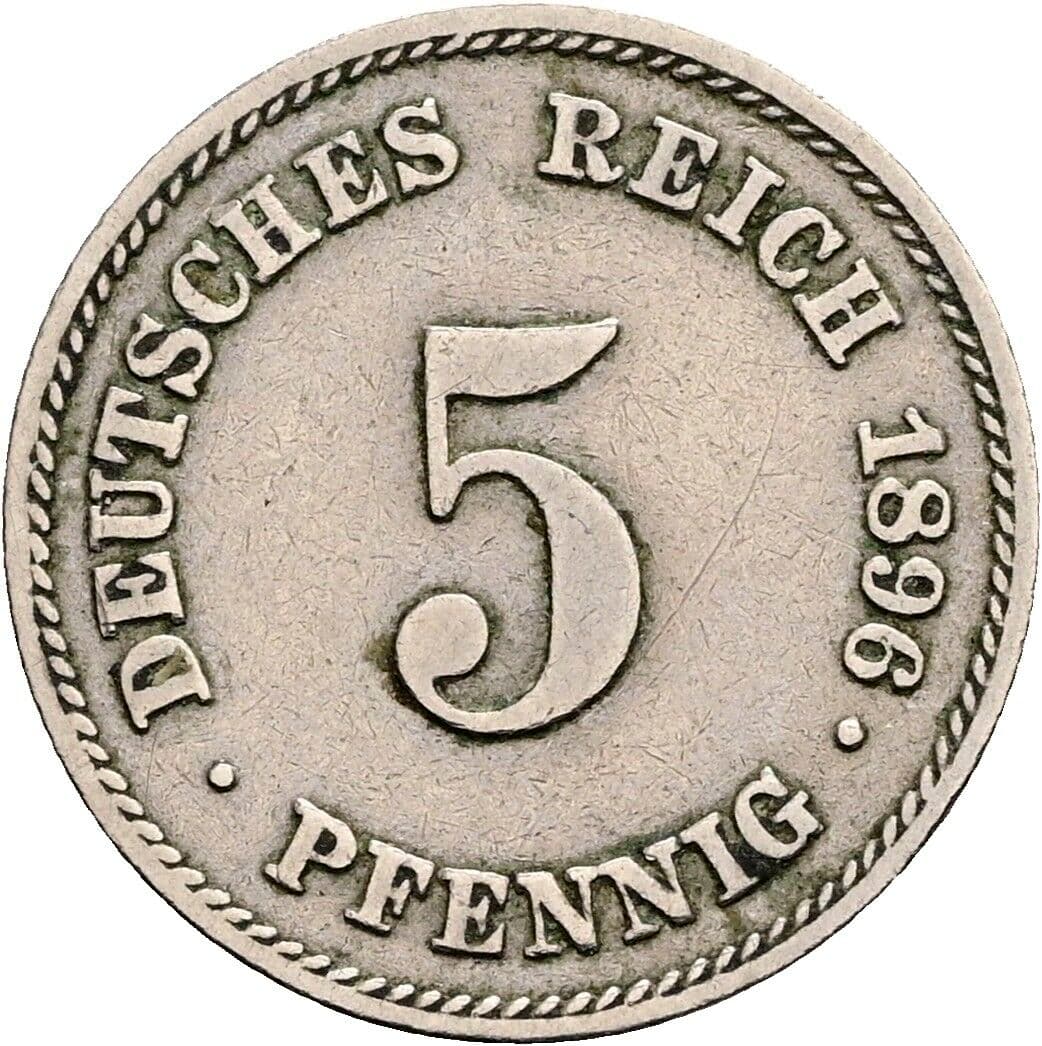 5 Pfennig 1896 E – Vorderseite