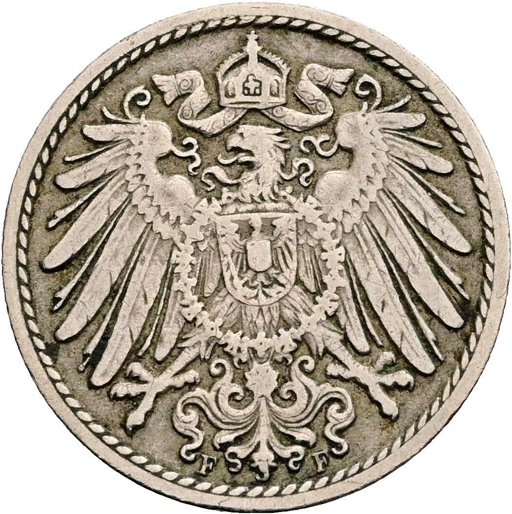 5 Pfennig 1902 F – Rückseite