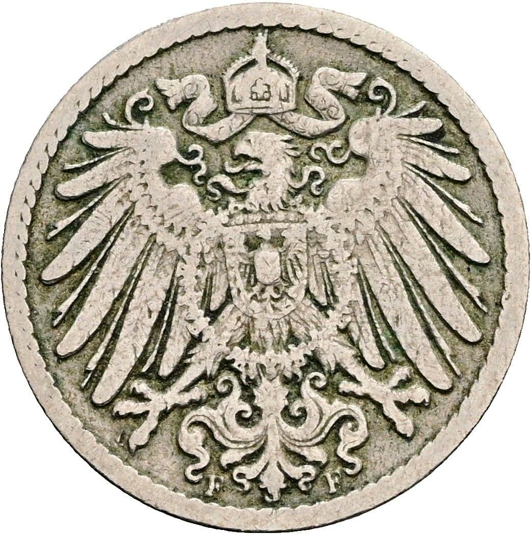 5 Pfennig 1891 F – Rückseite