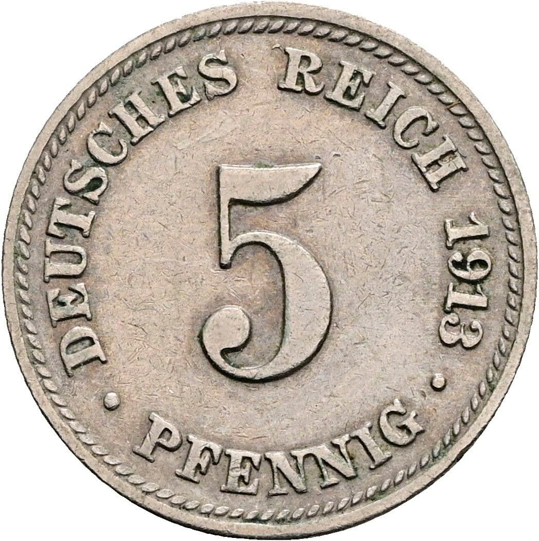 5 Pfennig 1913 D – Vorderseite