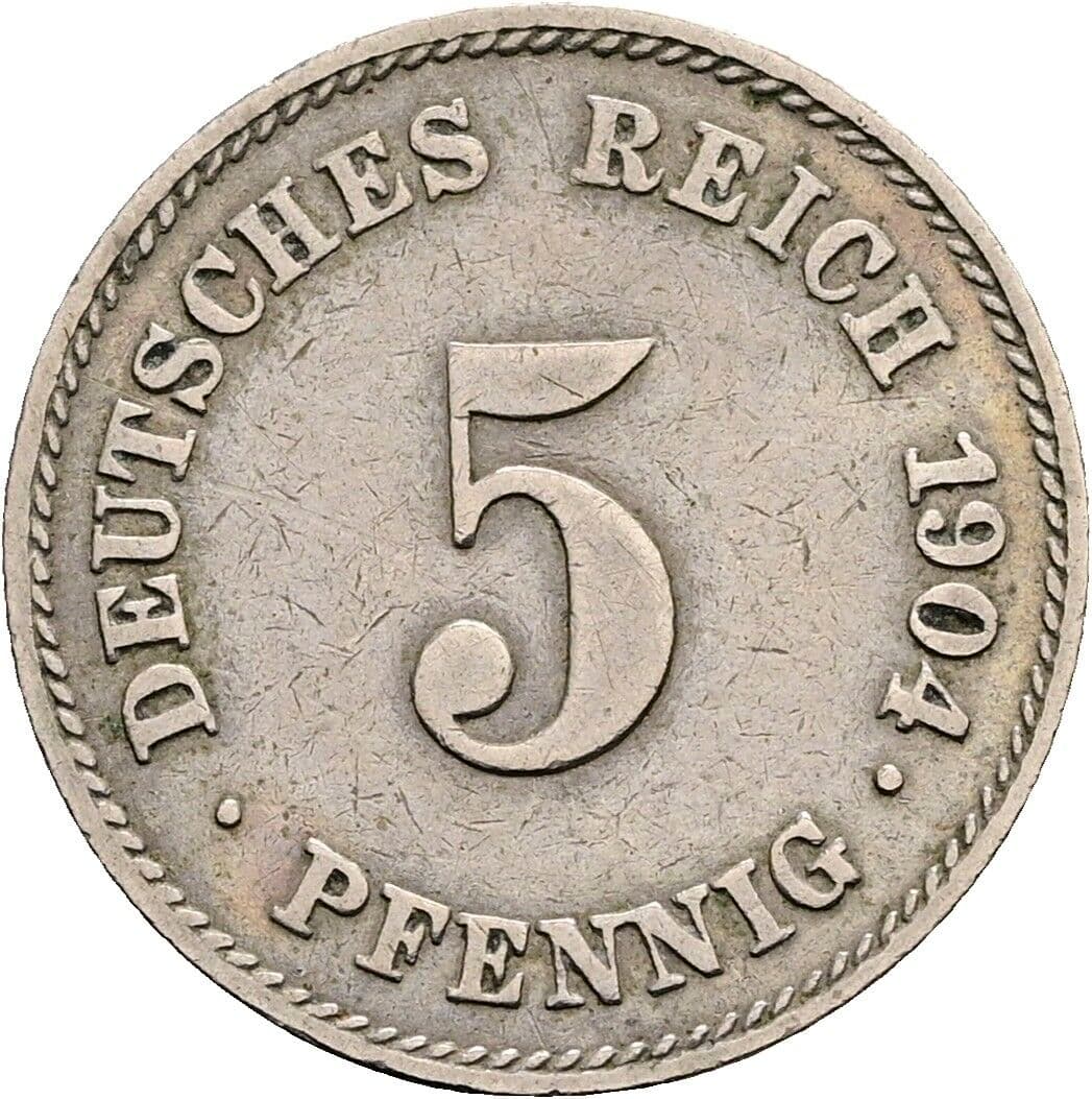 5 Pfennig 1904 J – Vorderseite