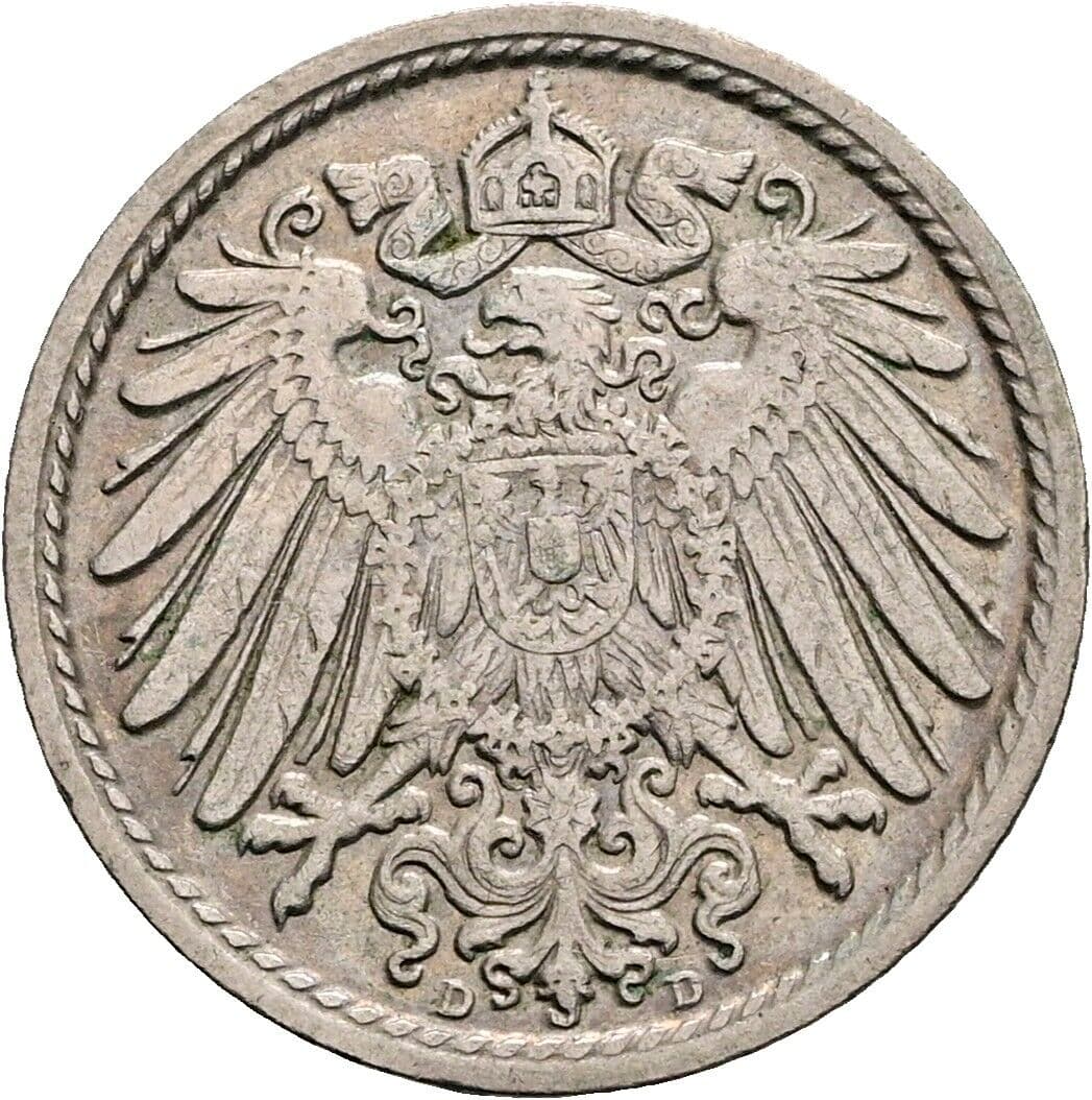 5 Pfennig 1913 D – Rückseite