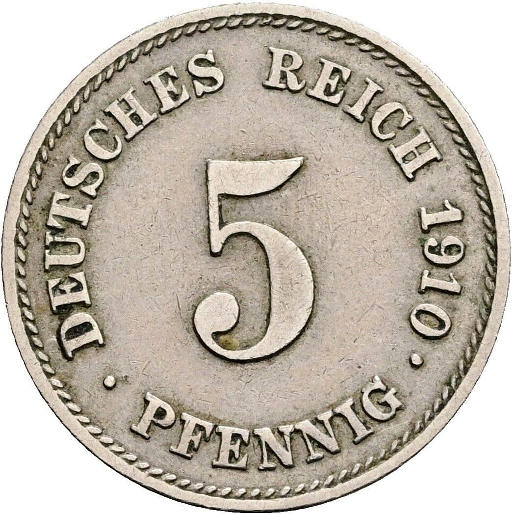 5 Pfennig 1910 G – Vorderseite