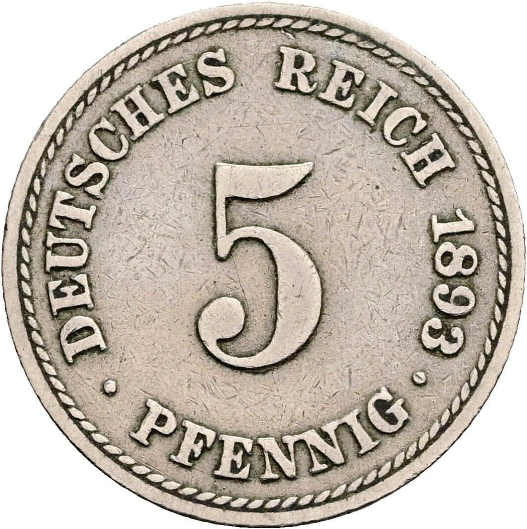 5 Pfennig 1893 A – Vorderseite