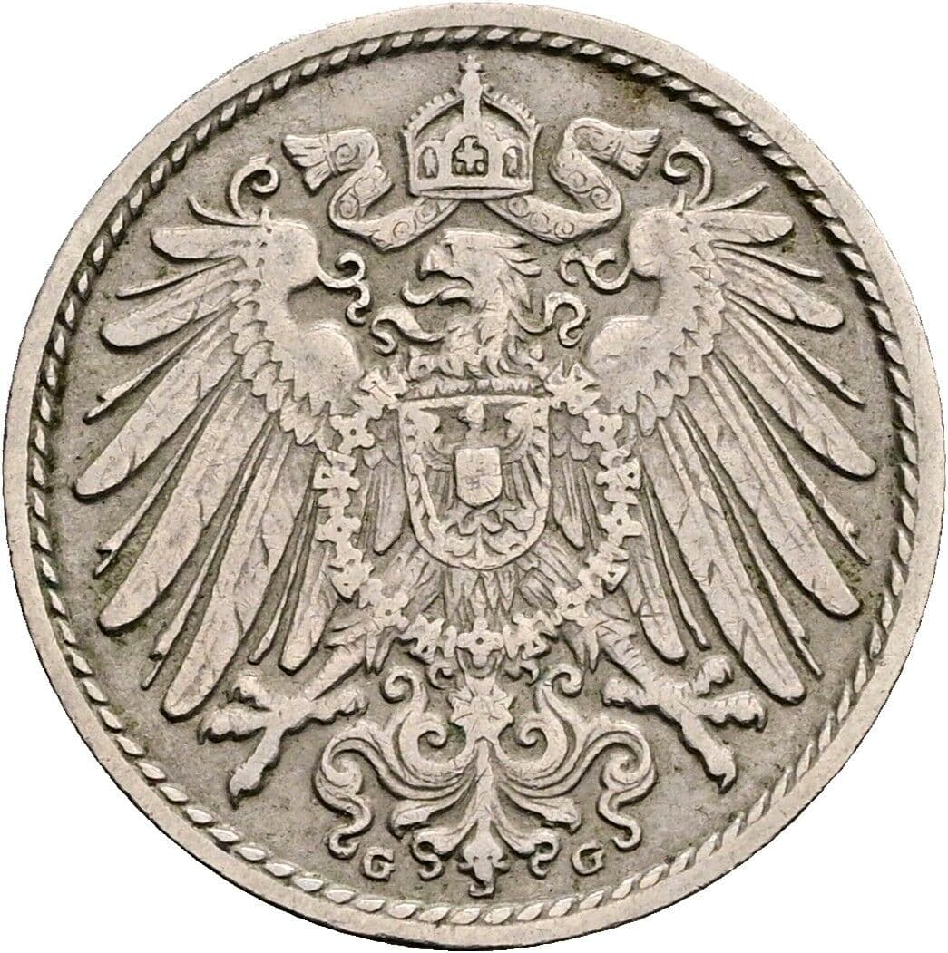 5 Pfennig 1910 G – Rückseite