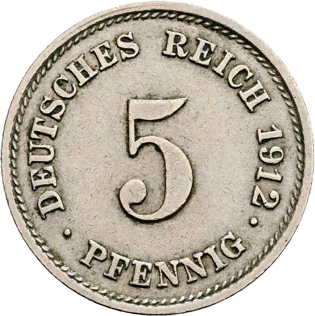 5 Pfennig 1912 G – Vorderseite