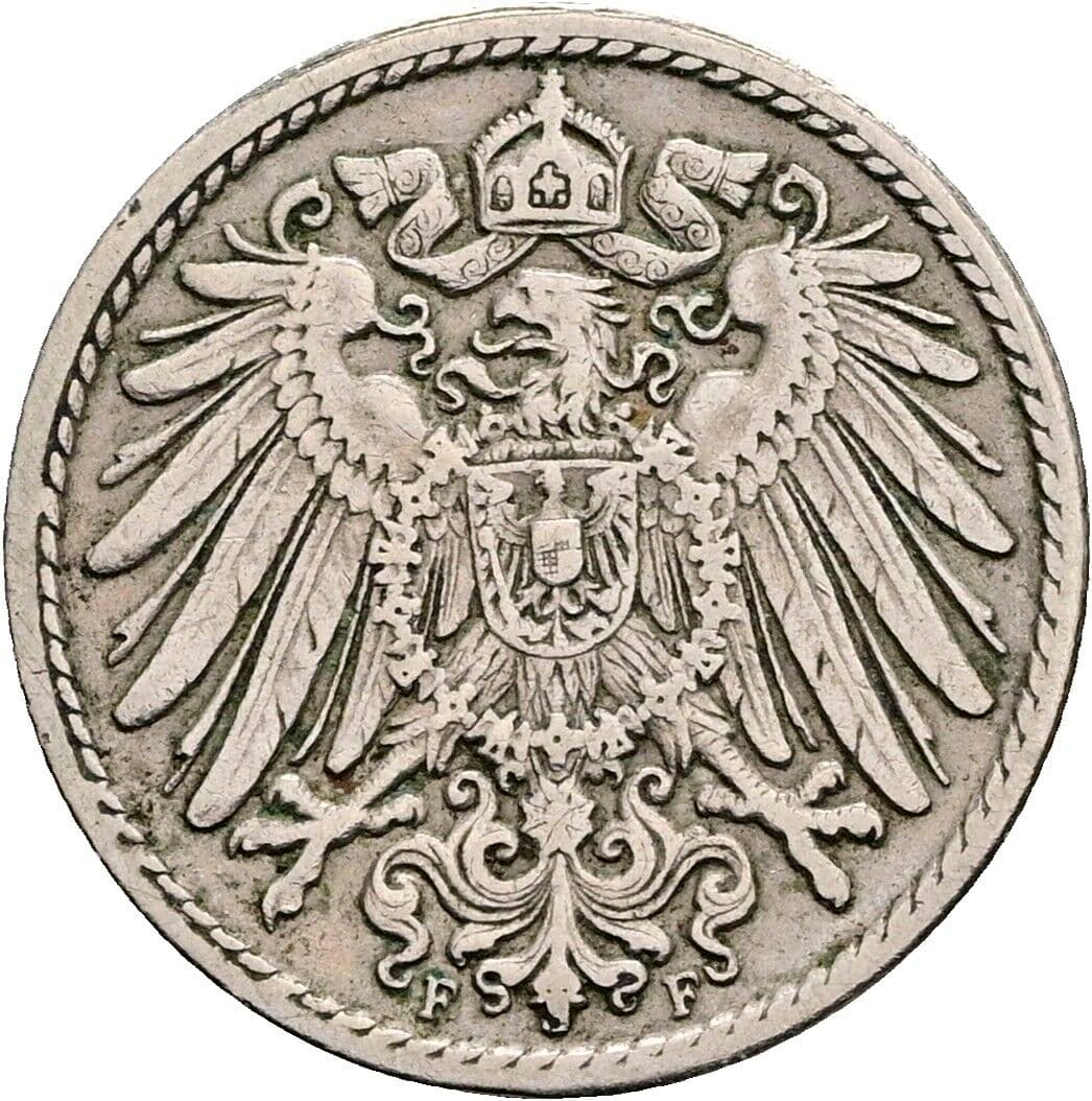 5 Pfennig 1909 F – Rückseite
