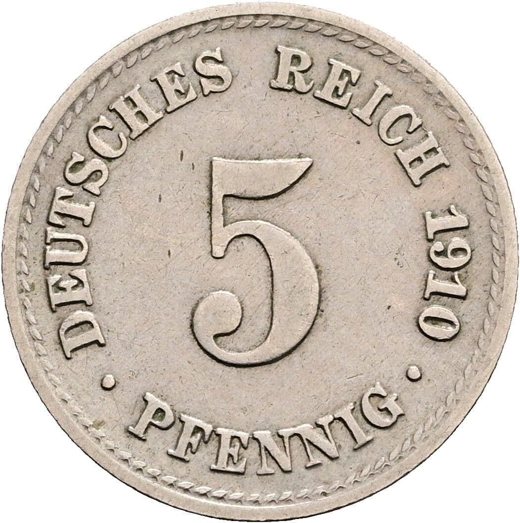 5 Pfennig 1910 A – Vorderseite