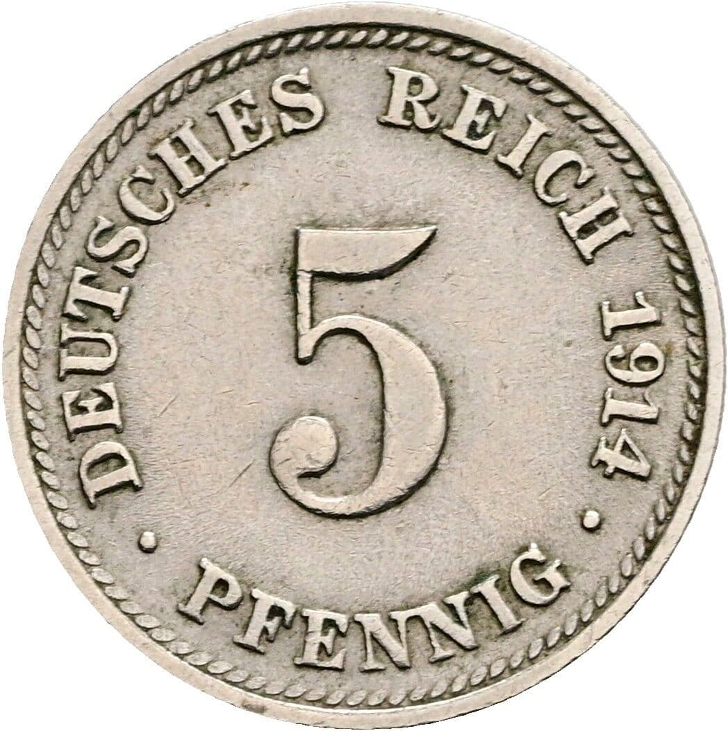 5 Pfennig 1914 D – Vorderseite