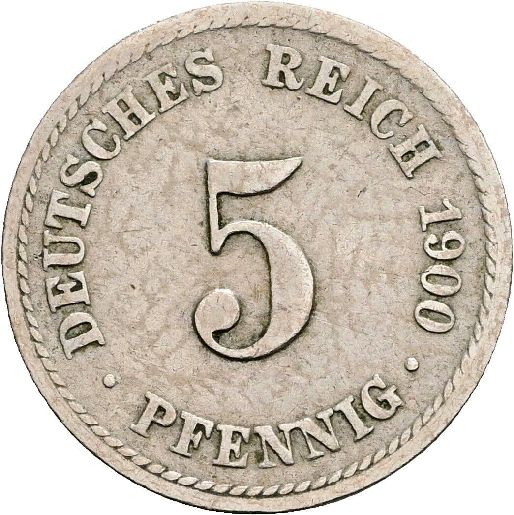5 Pfennig 1900 A – Vorderseite