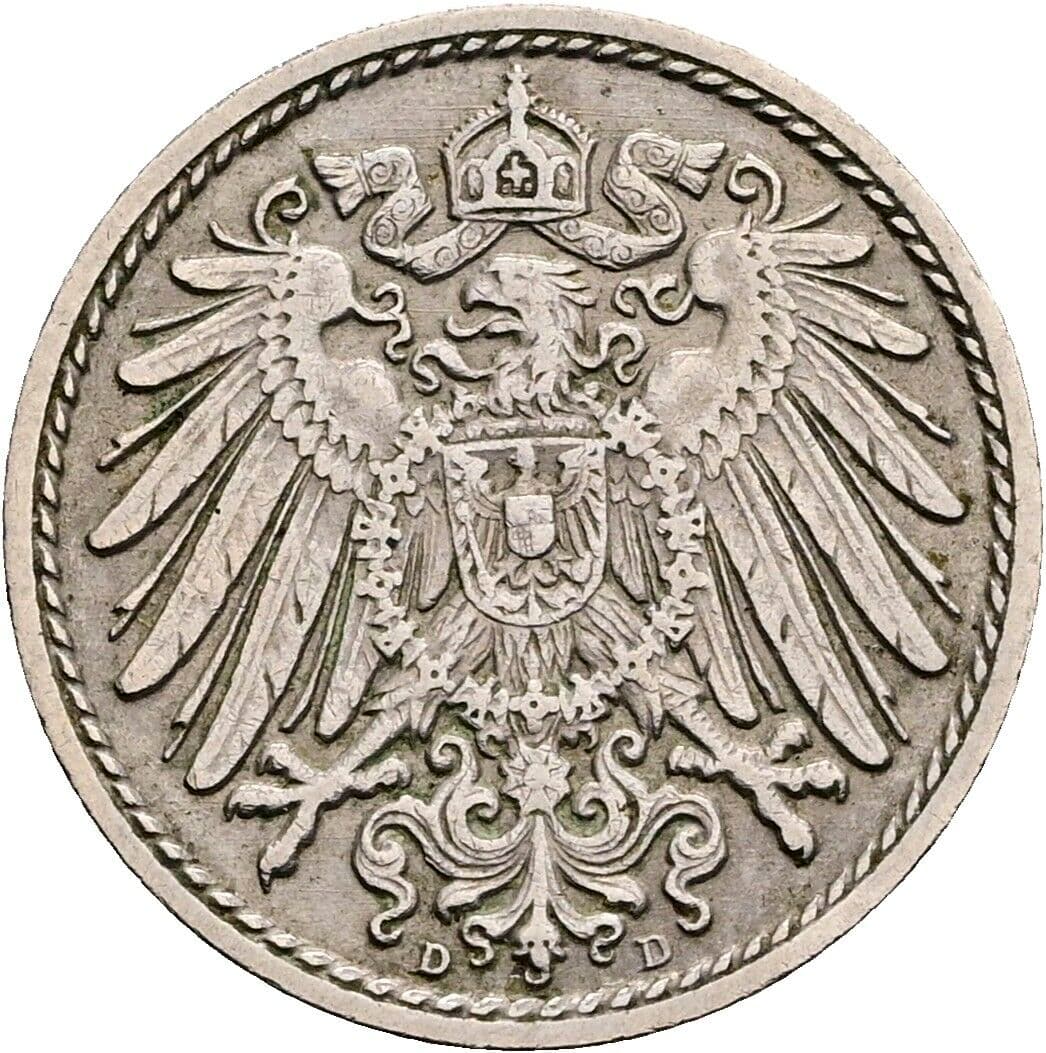 5 Pfennig 1908 D – Rückseite