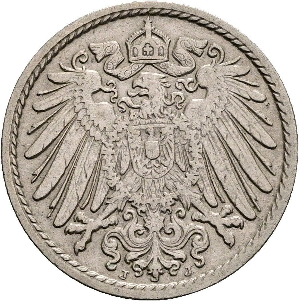 5 Pfennig 1907 J – Rückseite
