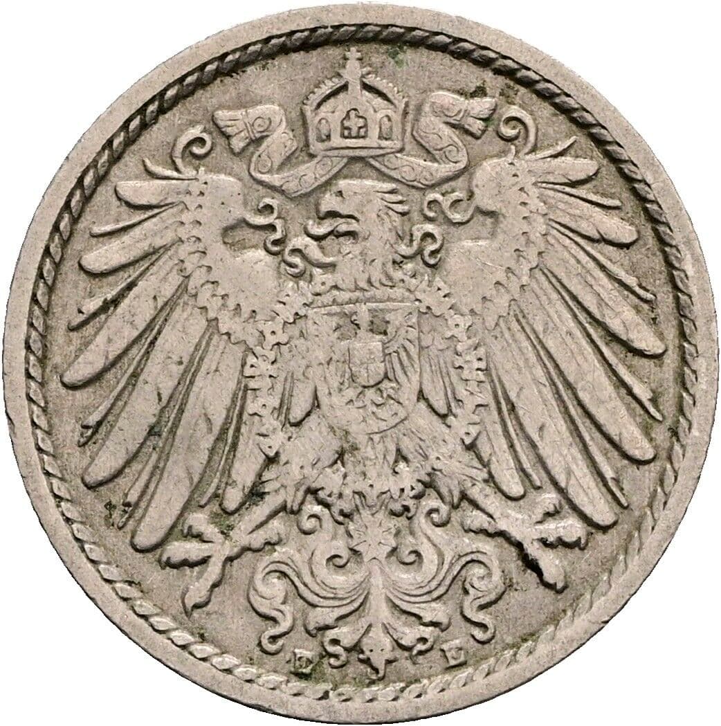 5 Pfennig 1911 E – Rückseite