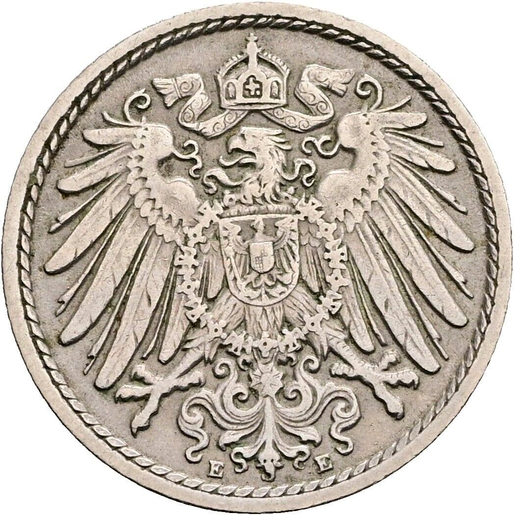 5 Pfennig 1908 E – Rückseite