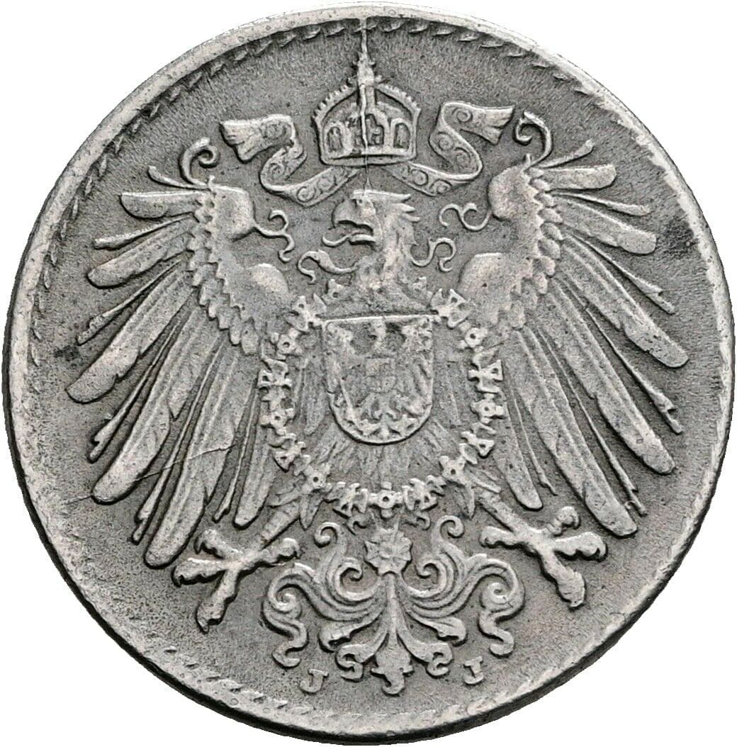 5 Pfennig 1921 J – Rückseite