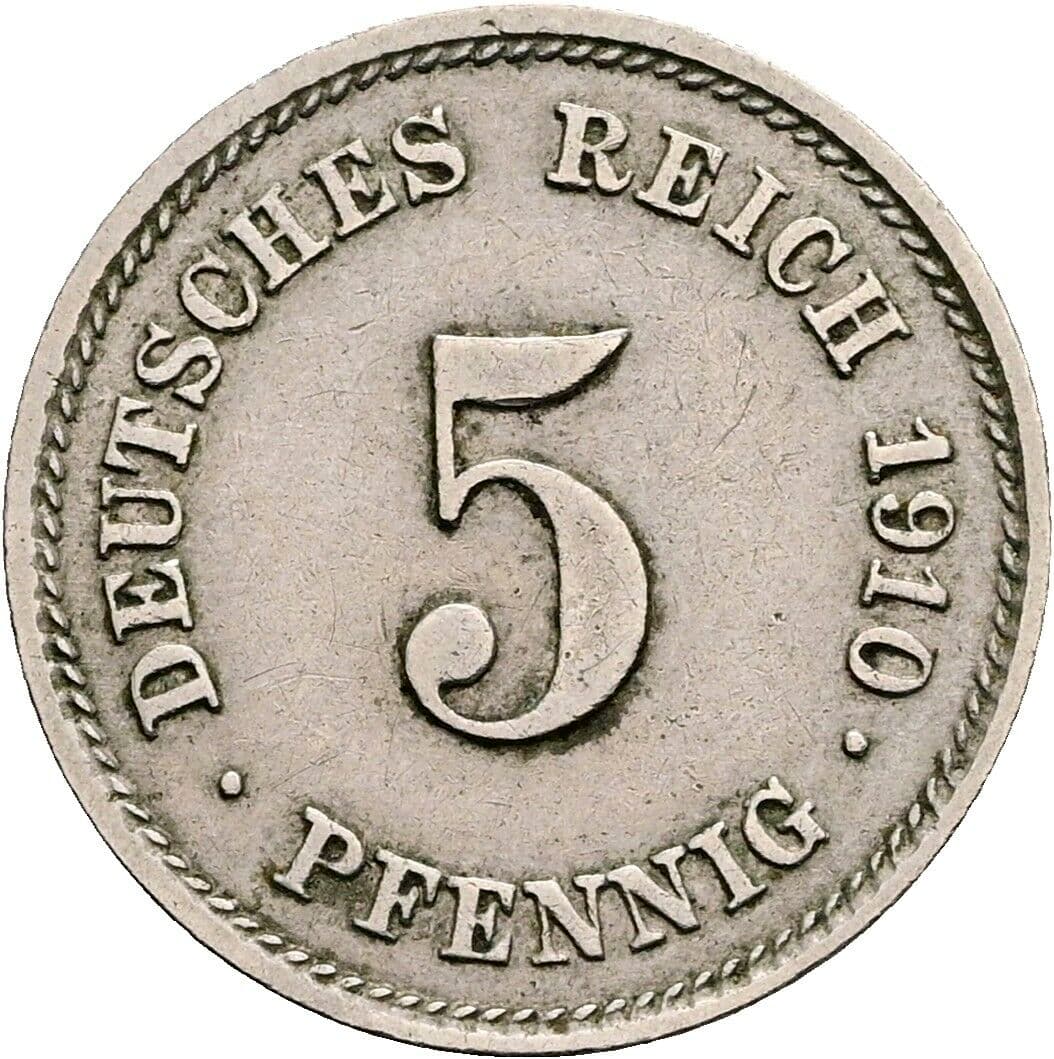 5 Pfennig 1910 G – Vorderseite