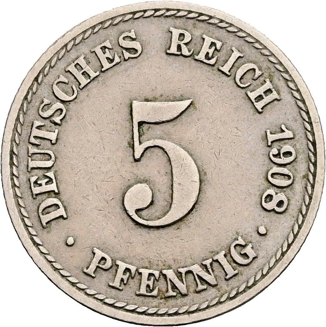 5 Pfennig 1908 A – Vorderseite