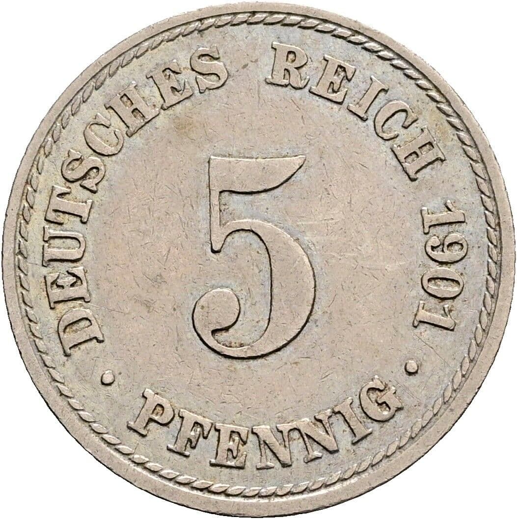 5 Pfennig 1901 A – Vorderseite