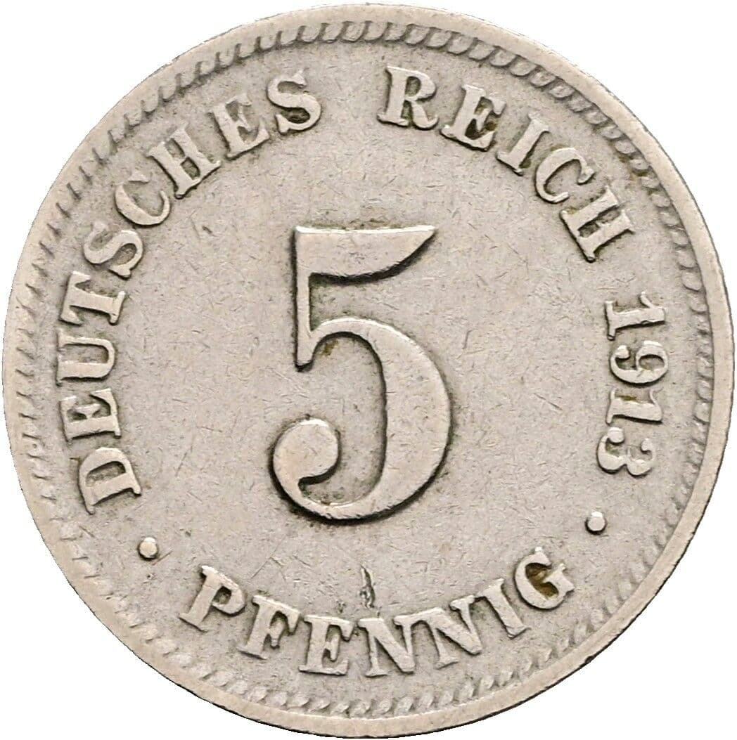 5 Pfennig 1913 D – Vorderseite
