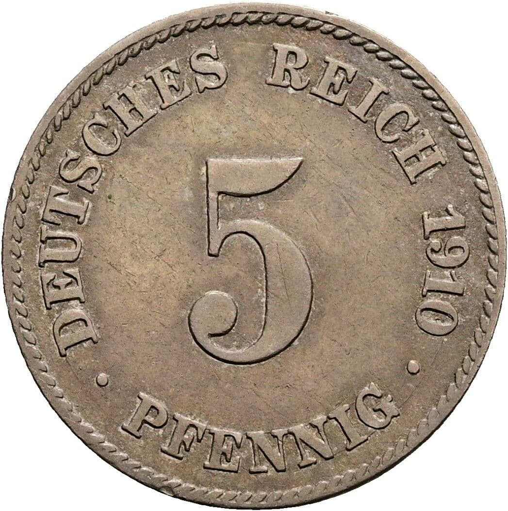 5 Pfennig 1910 J – Vorderseite