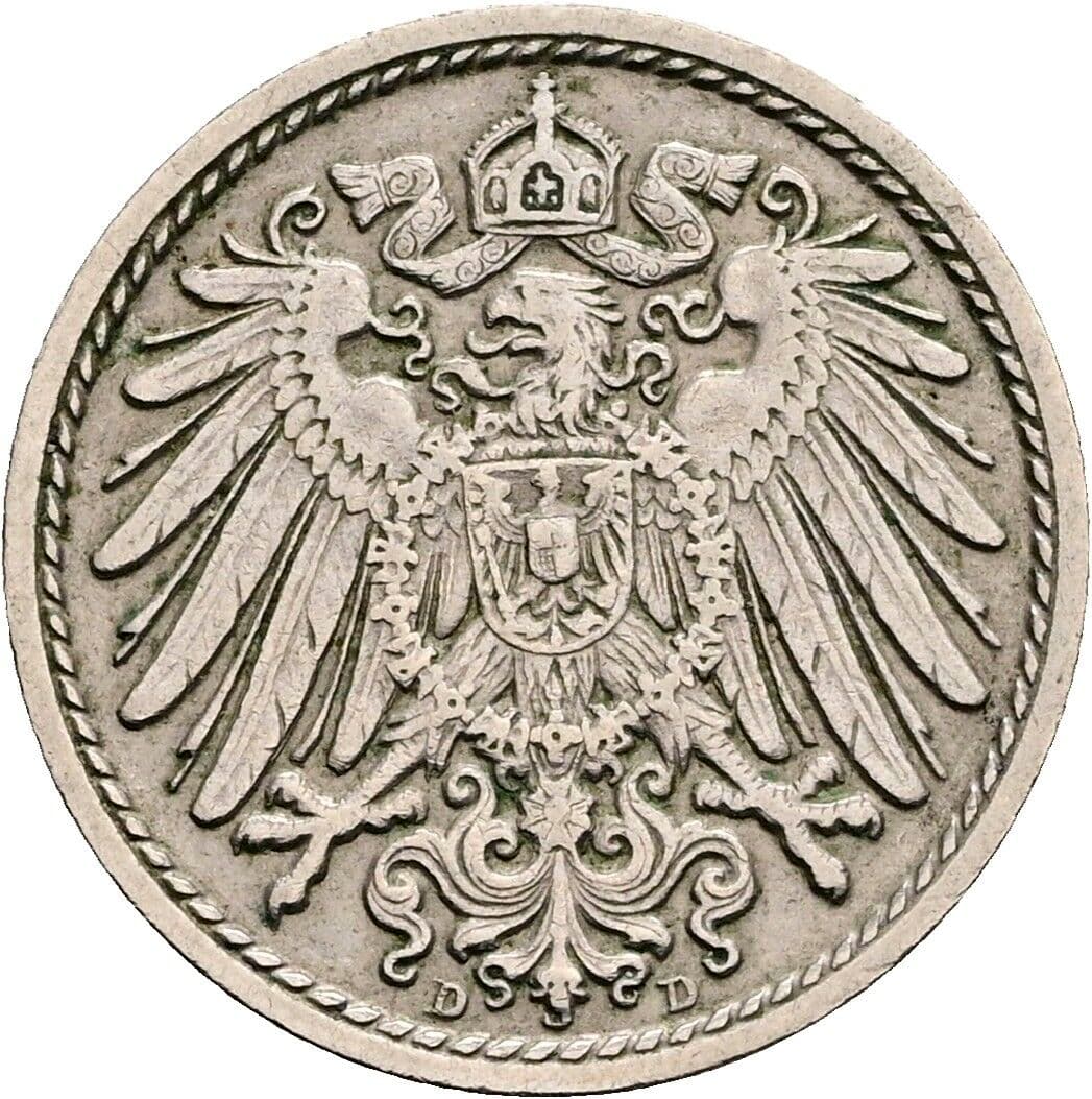 5 Pfennig 1913 D – Rückseite