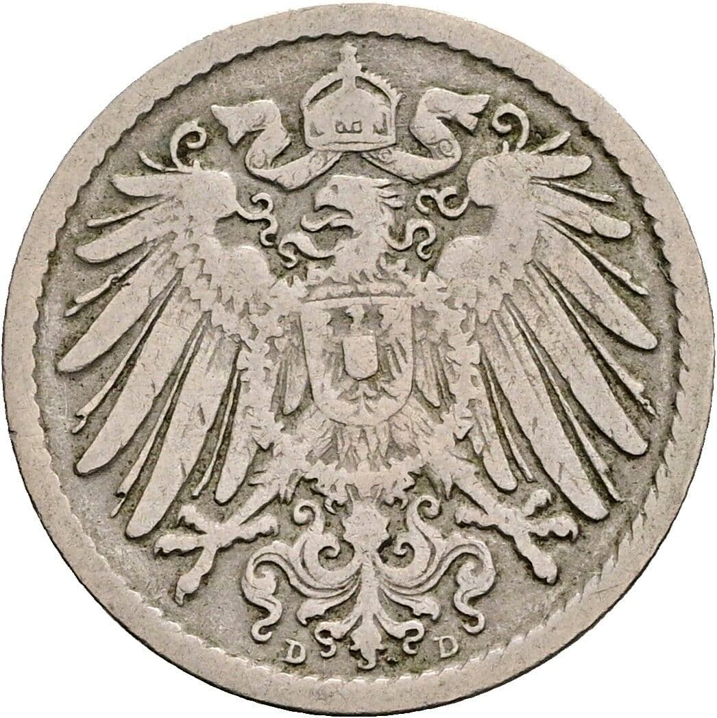 5 Pfennig 1898 D – Rückseite