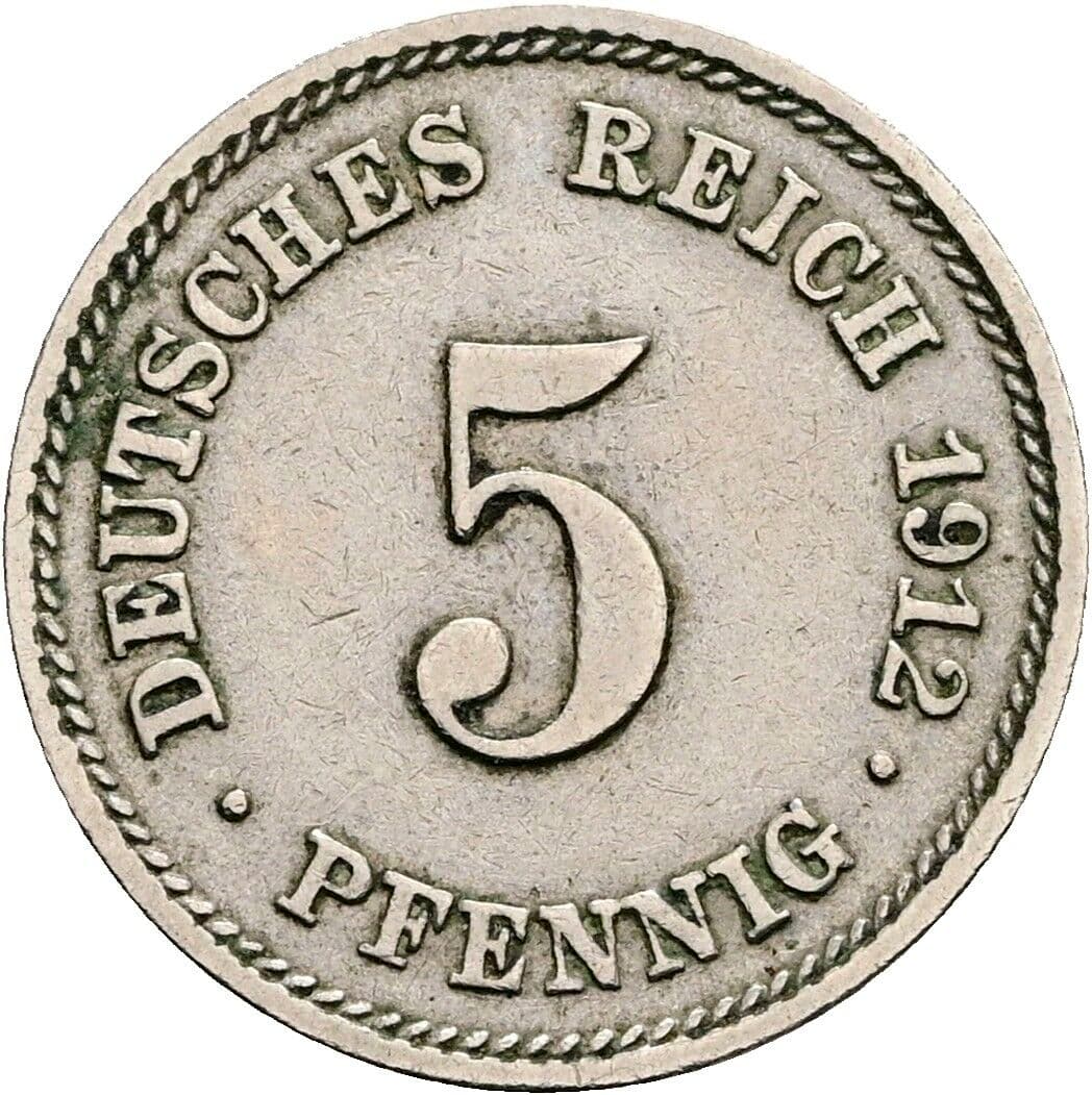 5 Pfennig 1912 E – Vorderseite