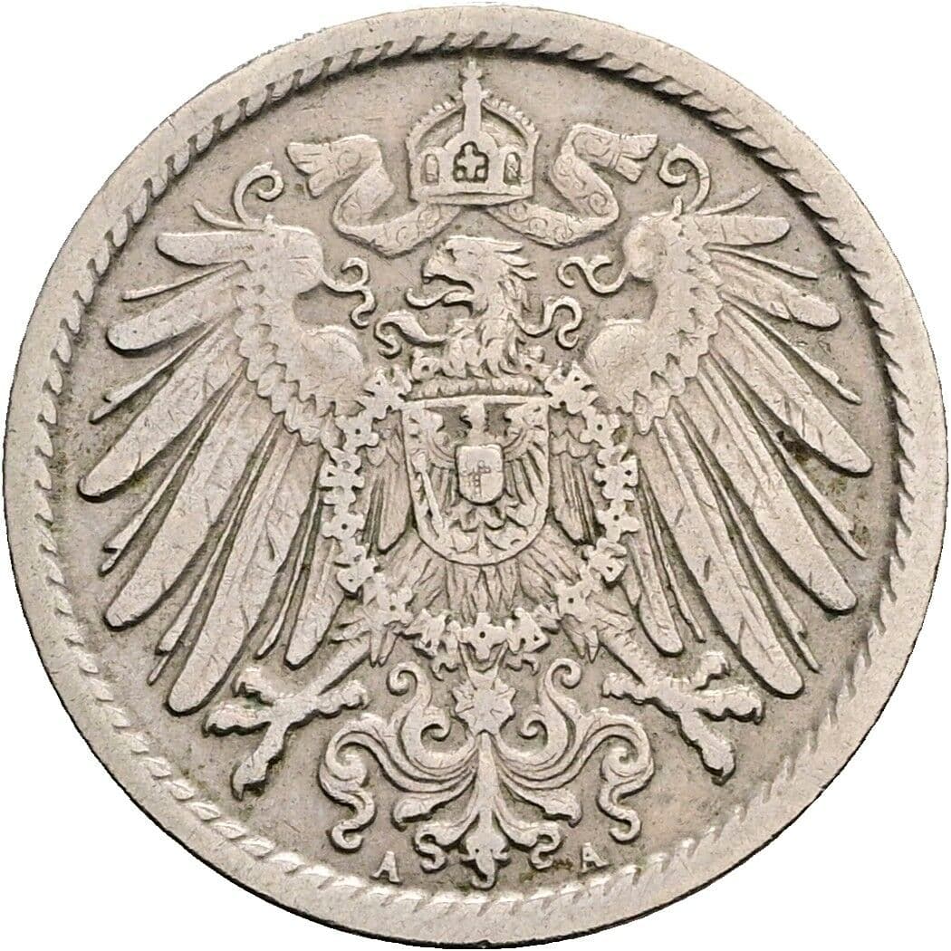 5 Pfennig 1908 A – Rückseite
