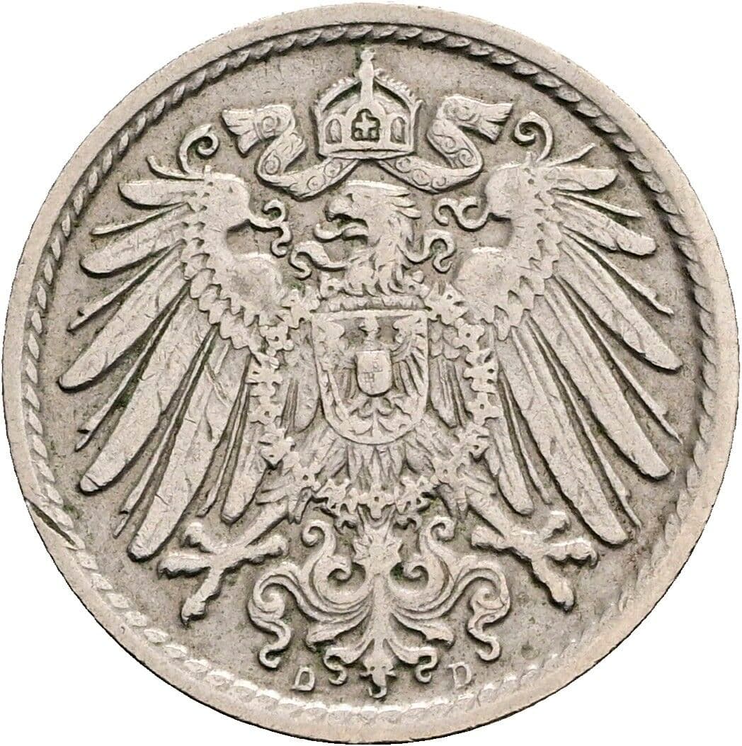 5 Pfennig 1913 D – Rückseite