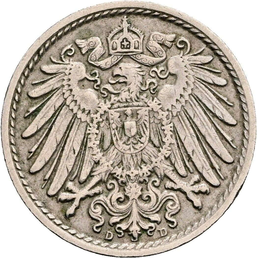 5 Pfennig 1913 D – Rückseite